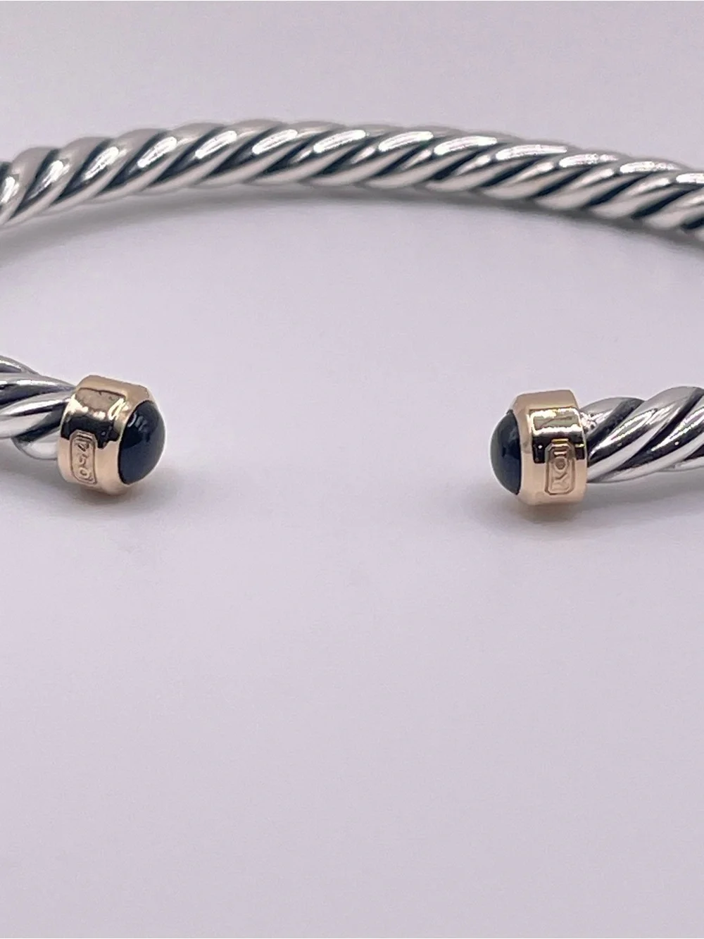 David Yurman Cable Cuff Bracelet with 18K Yellow Gold and Black Onyx, 6mm